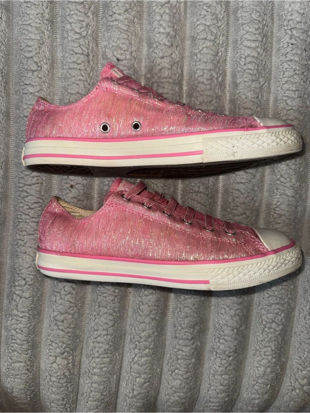 Converse Chuck Taylor All Star Shoreline Pink Glitter Slip-On Sneakers Youth 4.5